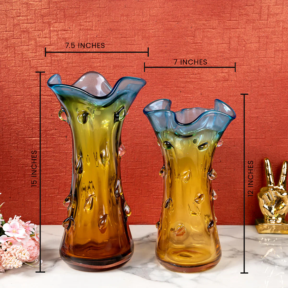 Sapphire Serenity Handblown Glass Vase & Decorative showpiece - Image 2