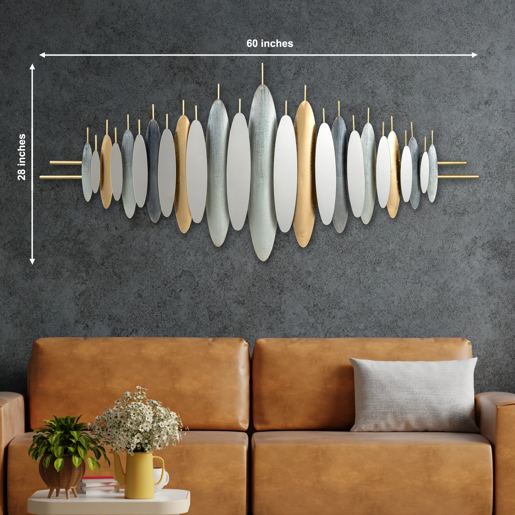 Sculptural Wave Metal Wall Art Panel - Image 3