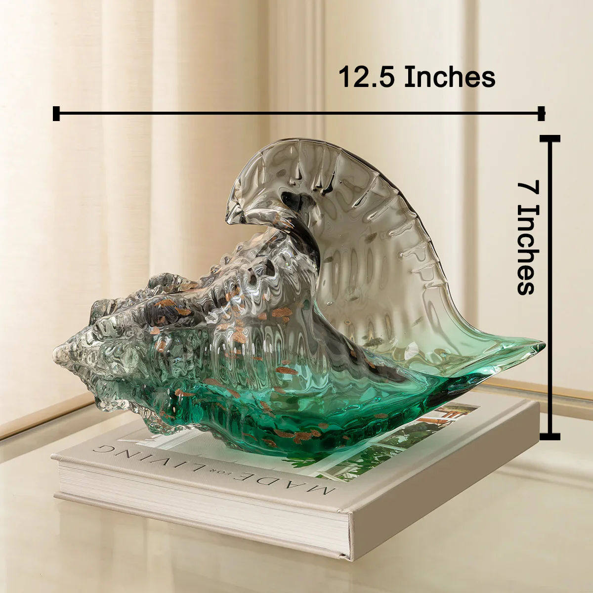 Sea Foam Shell Handblown Glass Showpiece & Items for Room Decoration - Image 2