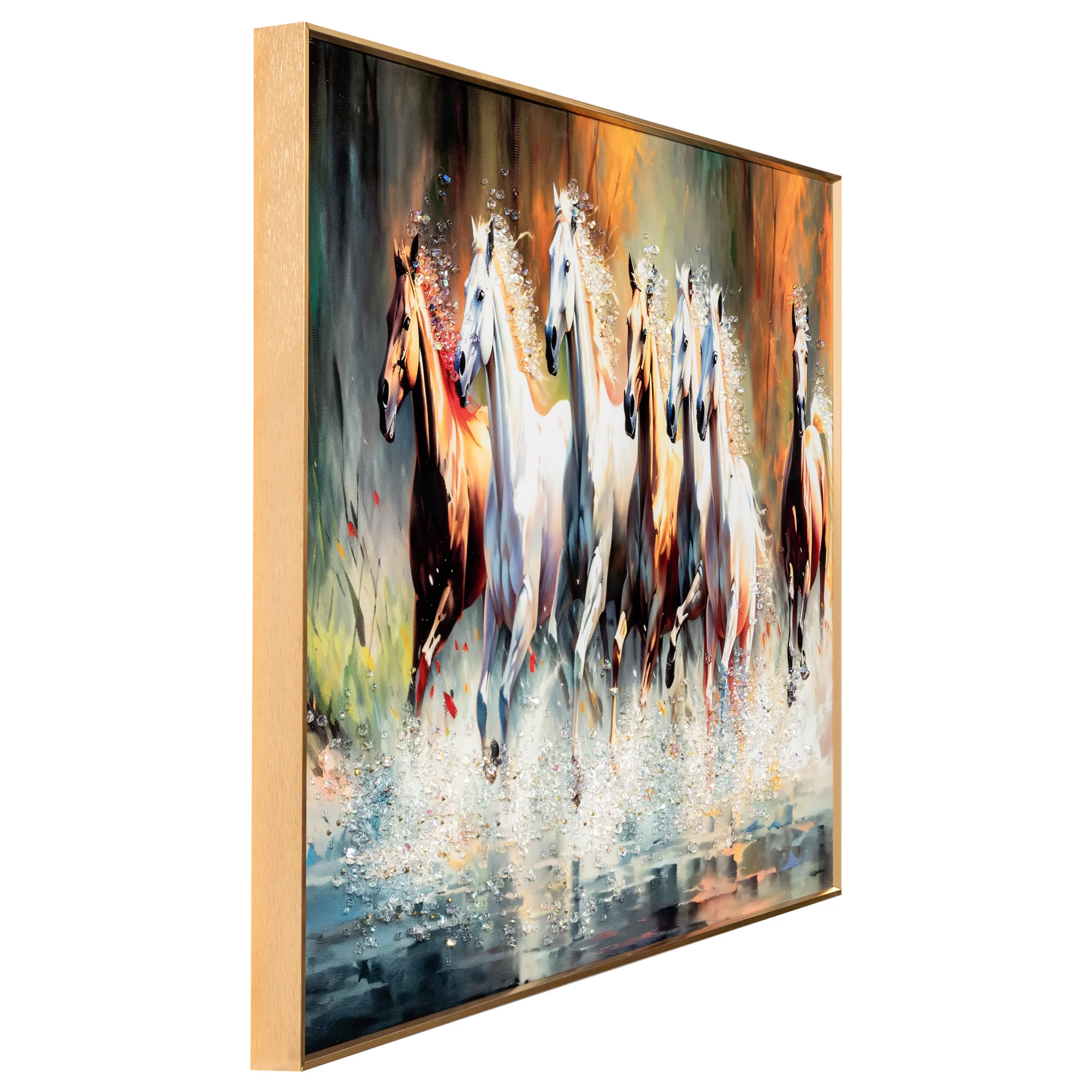 Seven Running Horses Whisper in the Wind Crystal Glass Painting for Wall Art - Medium - Image 4