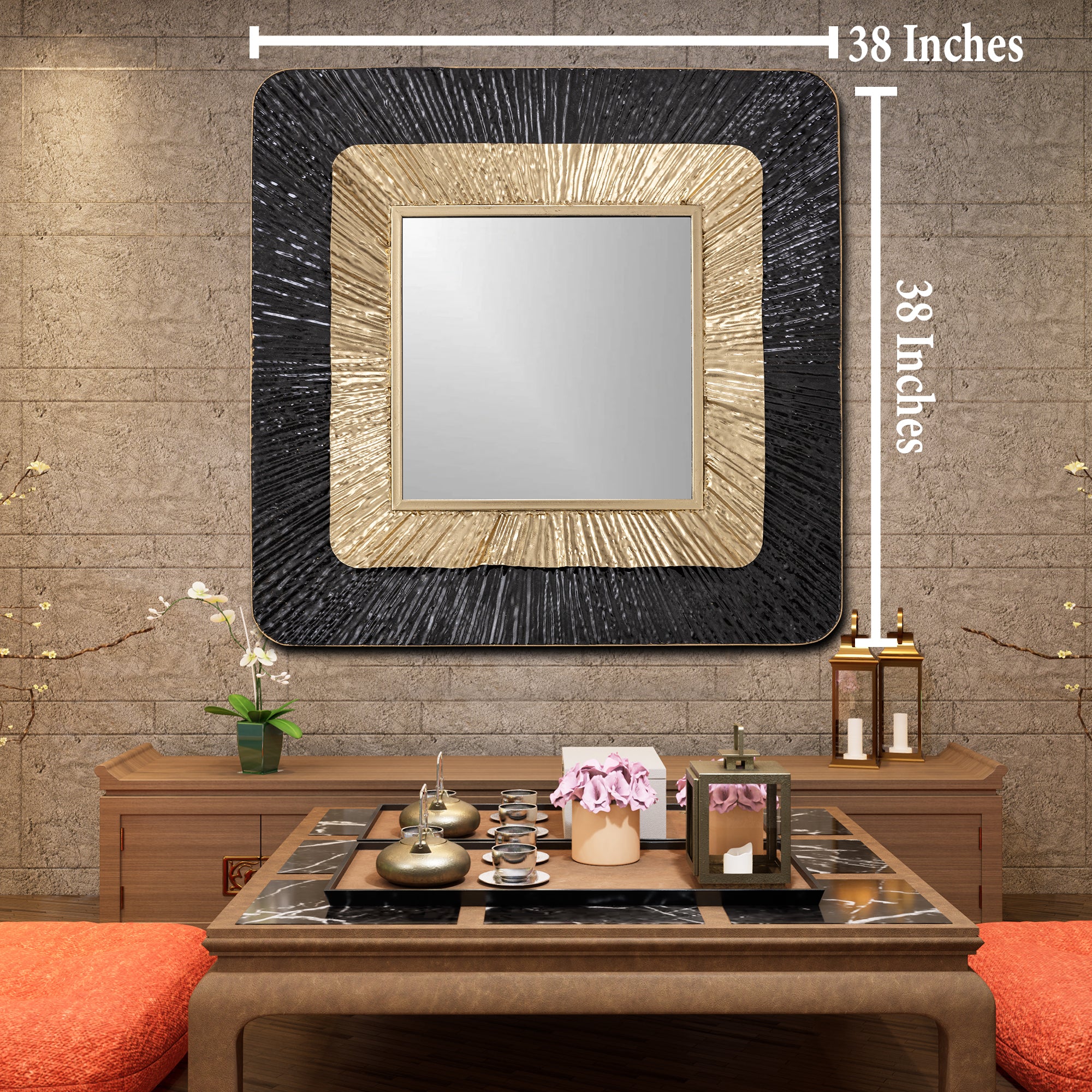Shadow Sunburst Designer Wall Mirror - Image 2