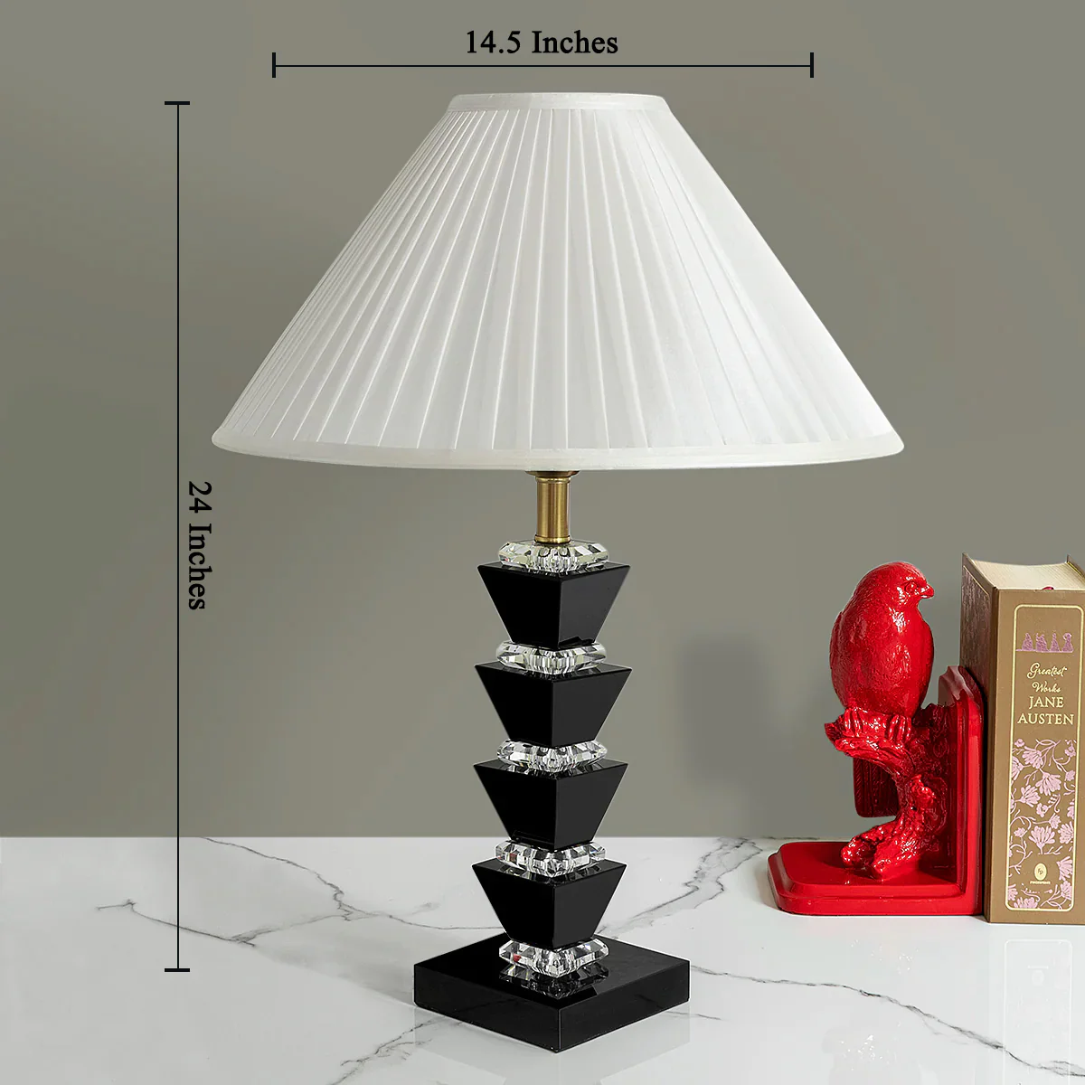 Slique English Stainless Steel Crystal Lamp  with shade - Image 3