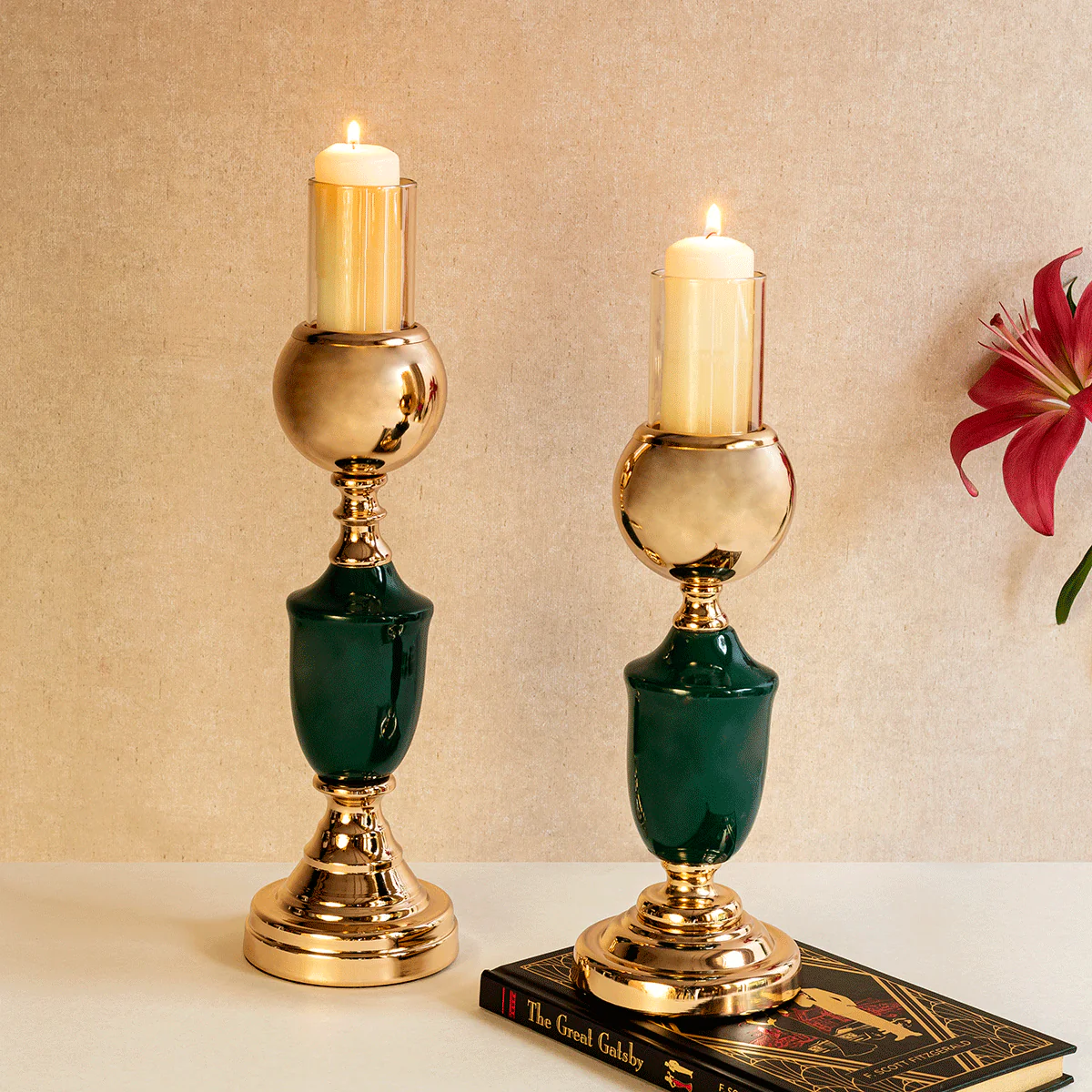 Somani Jade Green Candle Stand Set of 2 - Image 3