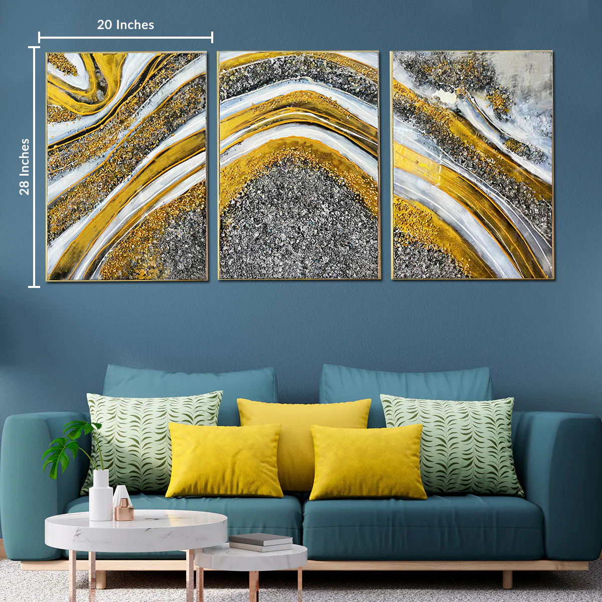 Sparkling Cascade Resin Art Wall Painting - Set of 3 - Image 3