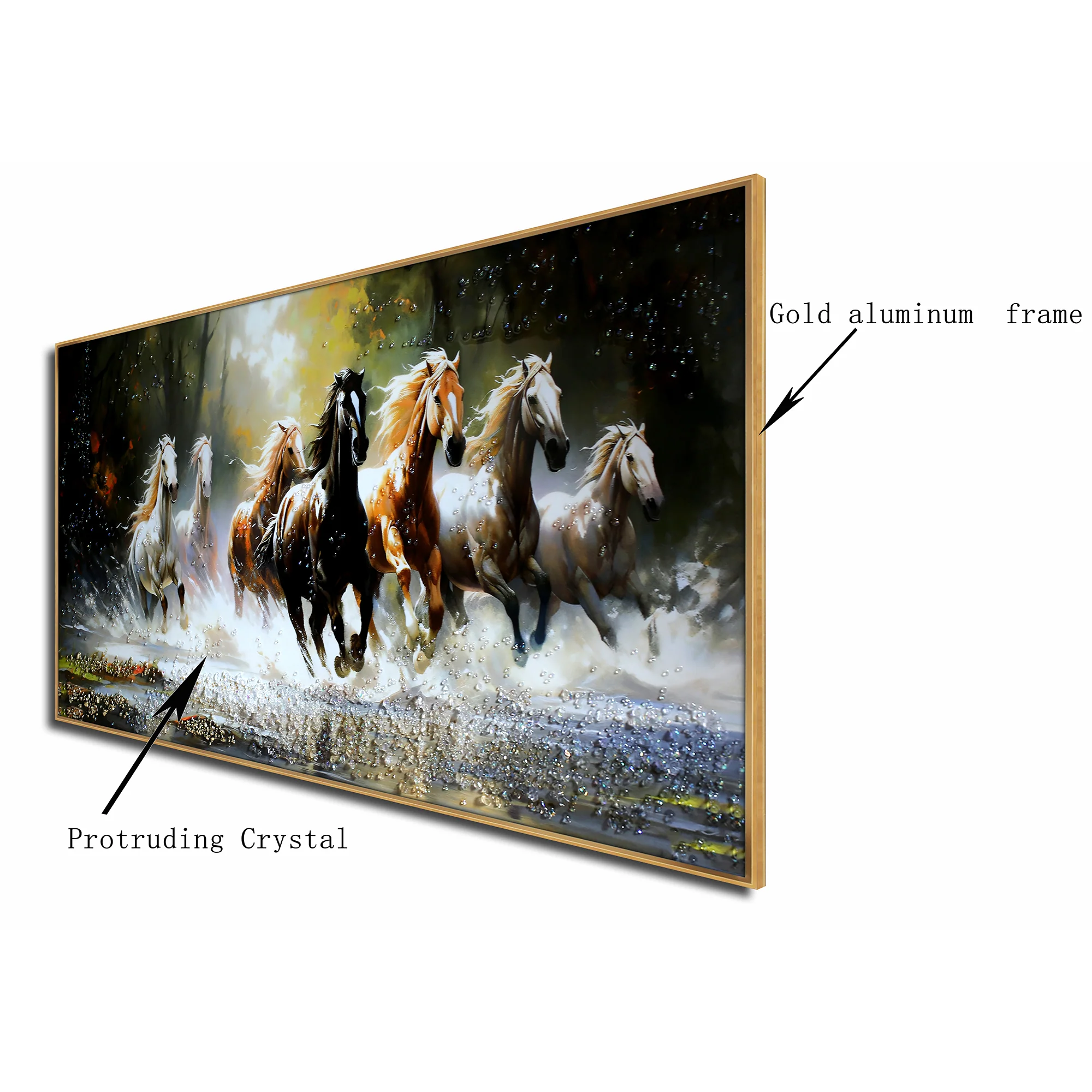 Strength of the Seven Running Horses Crystal Glass Painting for Wall Art - Image 3