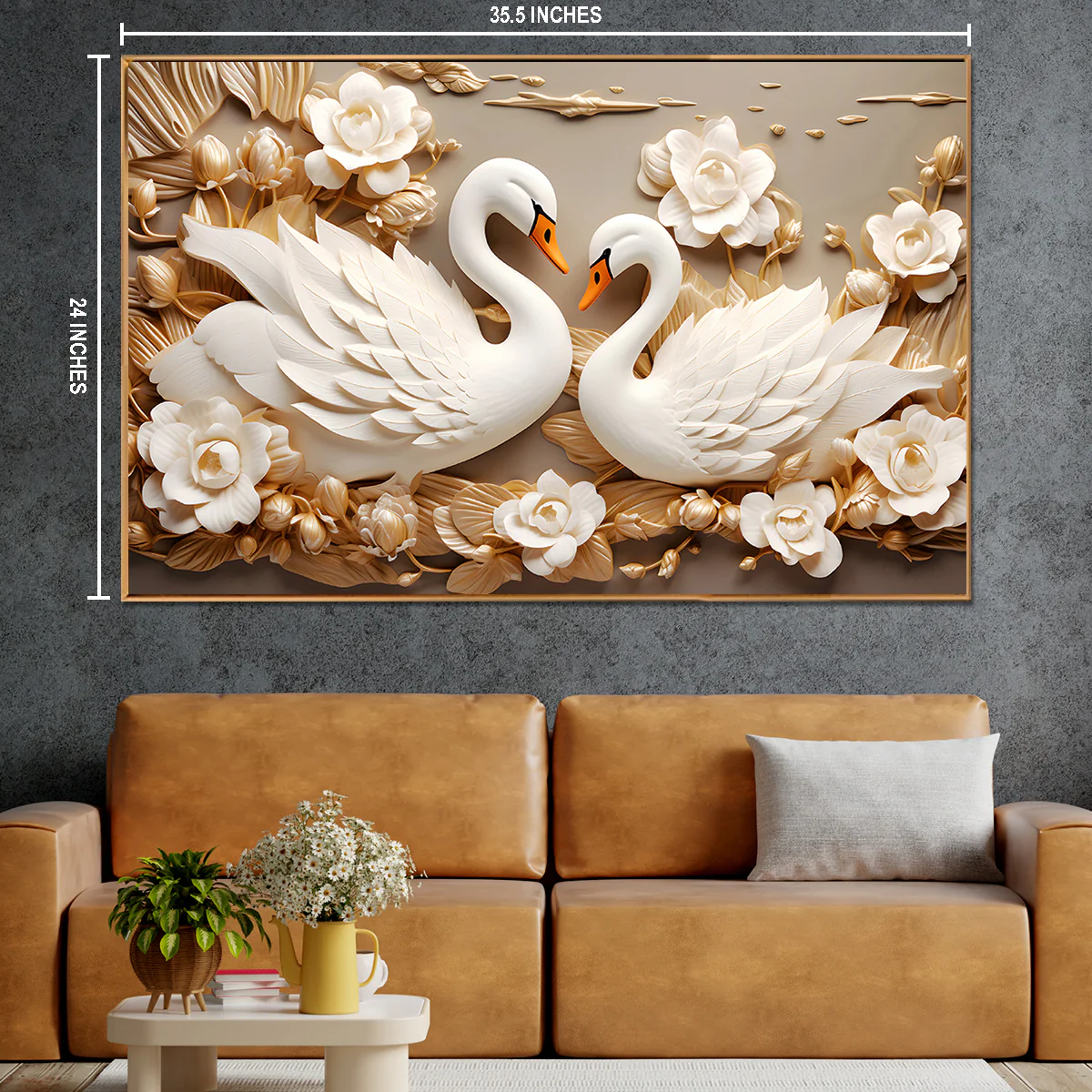 Swan Romance Canvas Painting for Home décor - Image 2