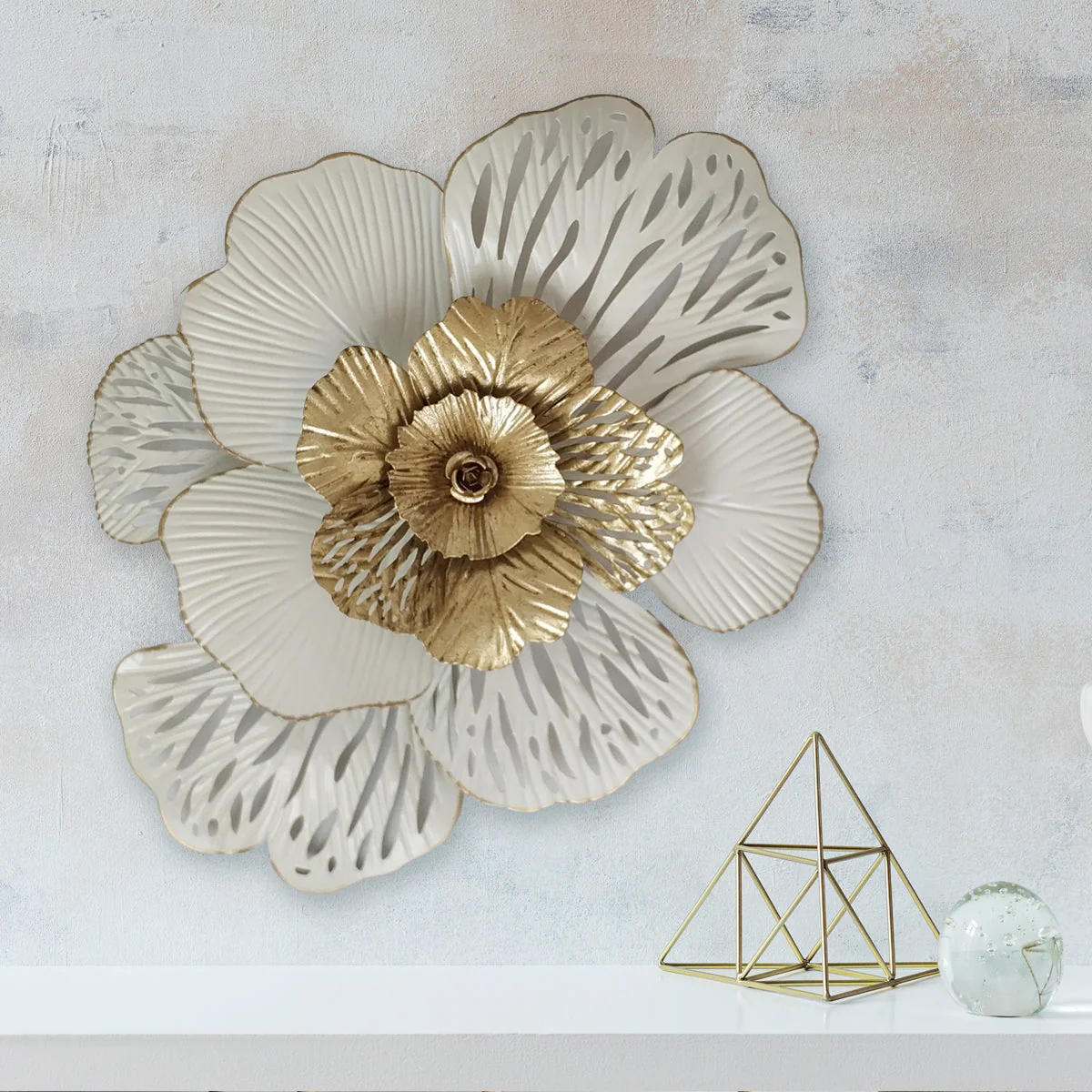 Synthia Ivory & Gold Wall Decoration Metal Wall Decor - Image 3
