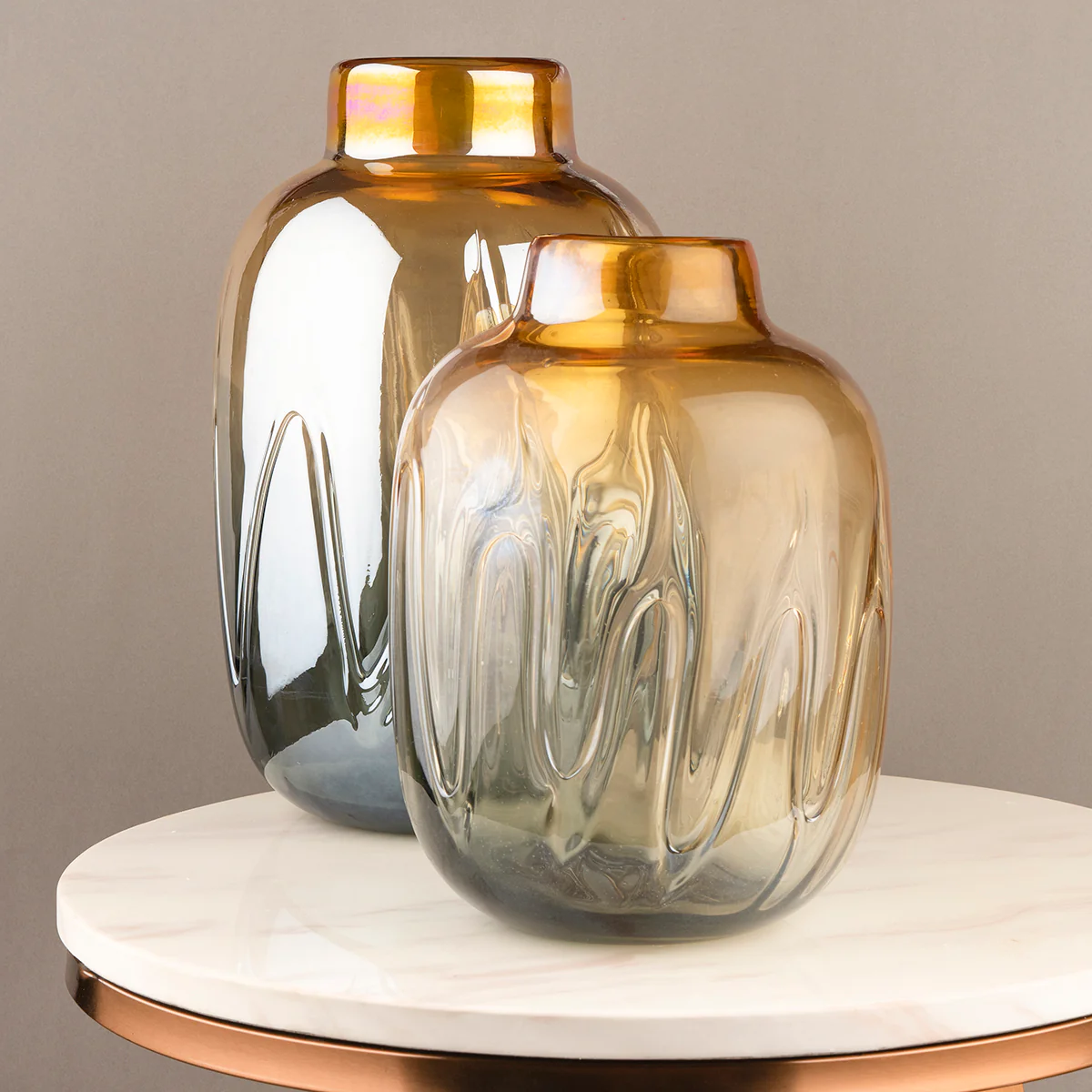 The Autumn Country Jar Handblown Glass Decorative Vase - Pair - Image 2