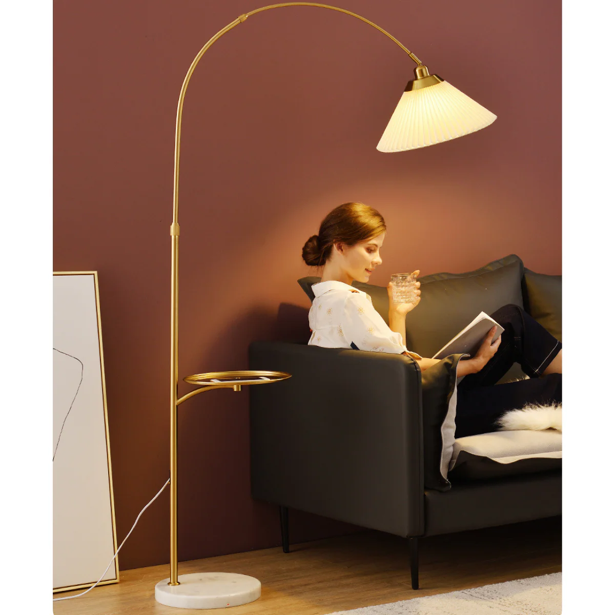 The Bay Area Arc Shaped Floor Lamp and Accent Table ( With Wireless Charging Table) - Image 7
