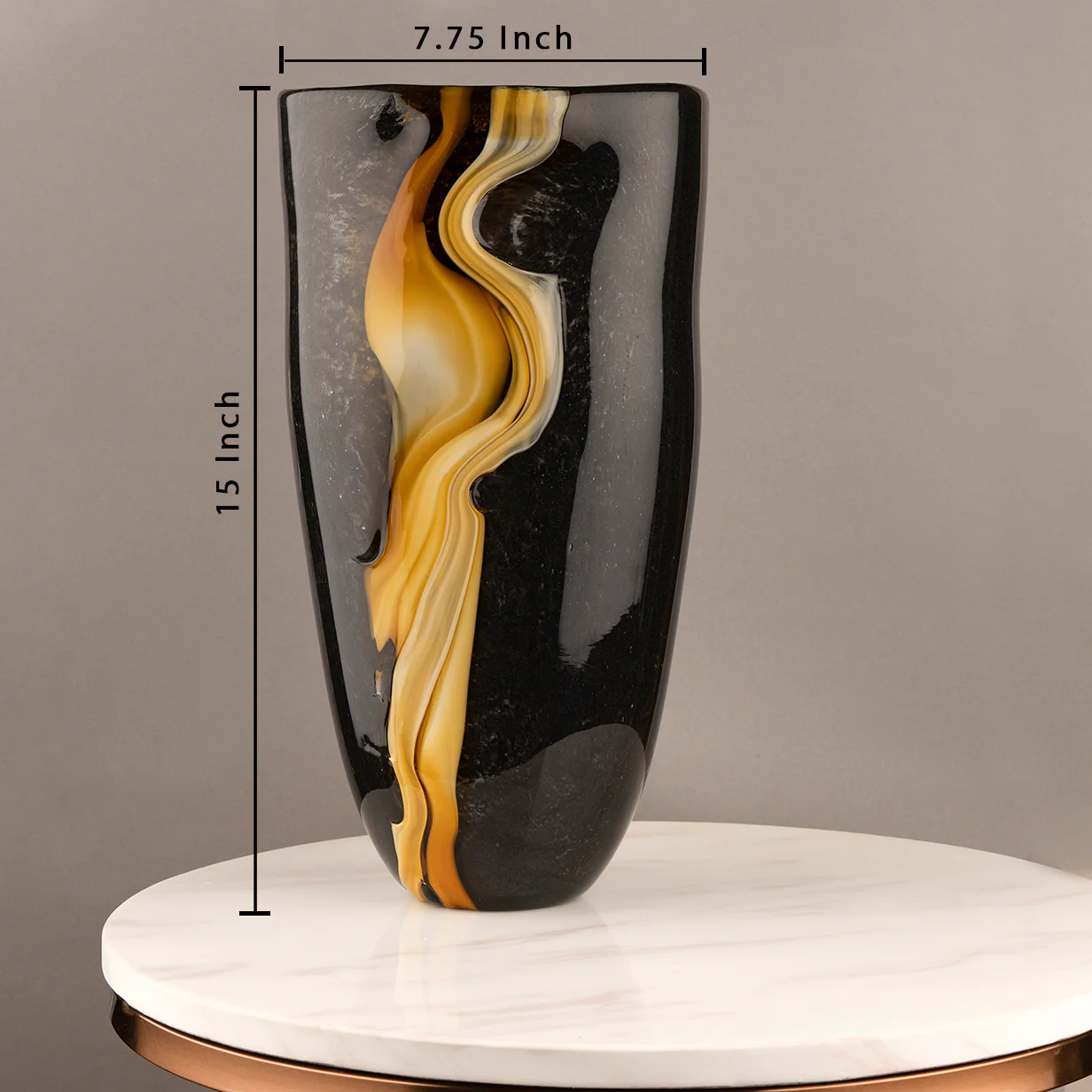 The Black and Gold Nile Handblown Decorative Vase - Big - Image 2