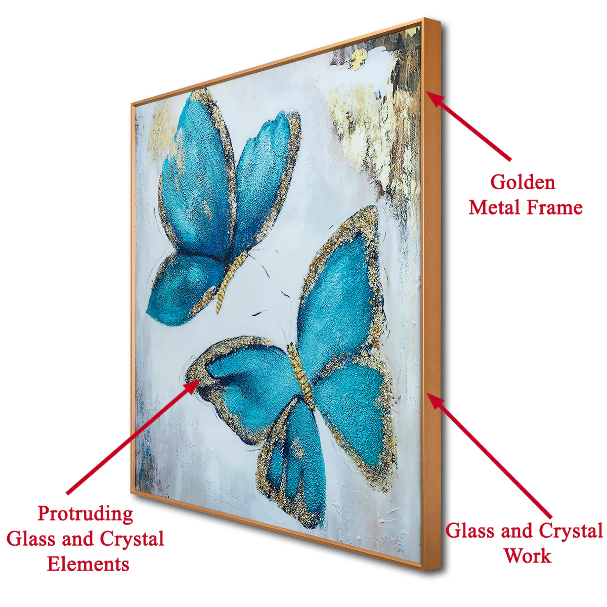 The Butterfly Habitat Framed Crystal Glass Decorative Colorful Wall Painting for Home Wall - Image 3