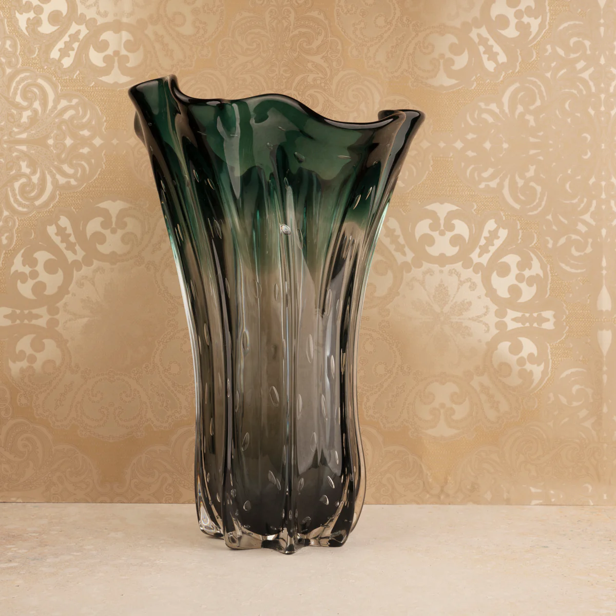 The Crystal Green Handblown Glass Decorative Vase - Image 3