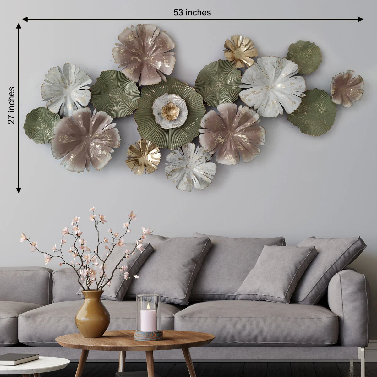 The Floral Ecstasy Metal Art Wall Decoration - Gold Foil Work - Image 4
