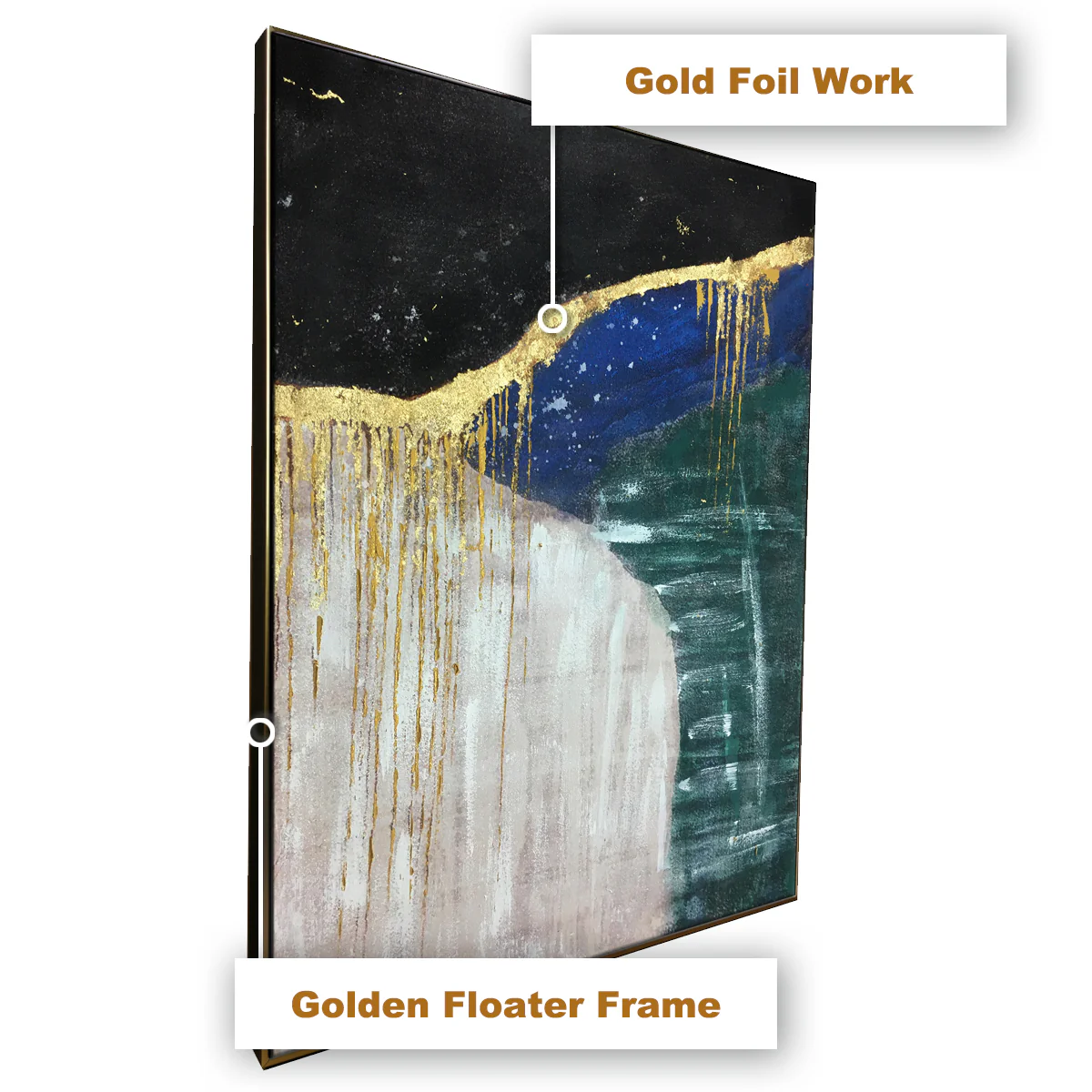 The Galaxy 100% Hand Painted Wall Painting (With Outer Floater Frame) - Image 3