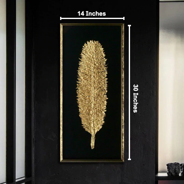 The Golden Glittered Feather Shadow Box Wall Decoration Piece - Image 5