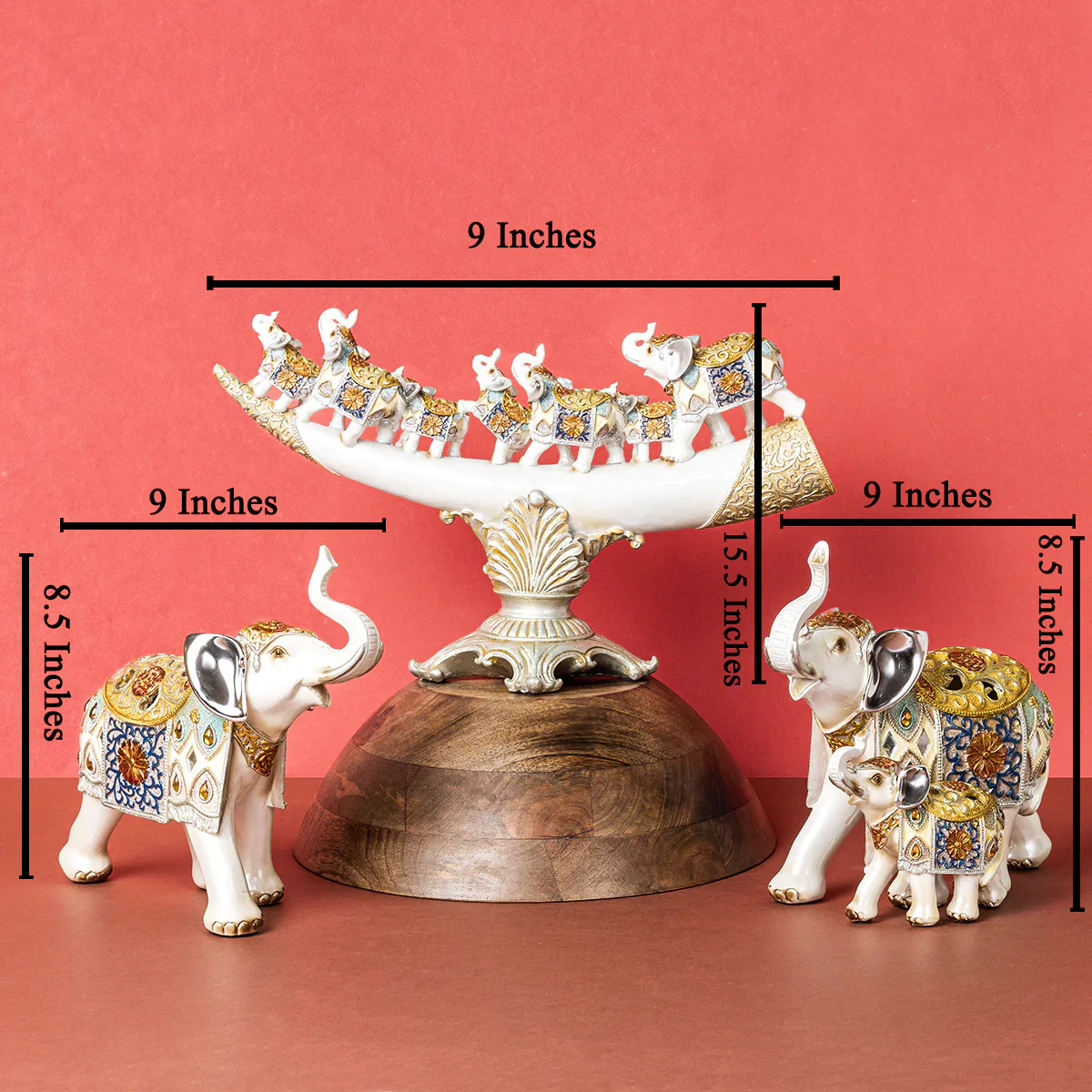 The Jaipur Royal Elephant Family Table Decoration Showpiece - Set Of 3 - Image 2