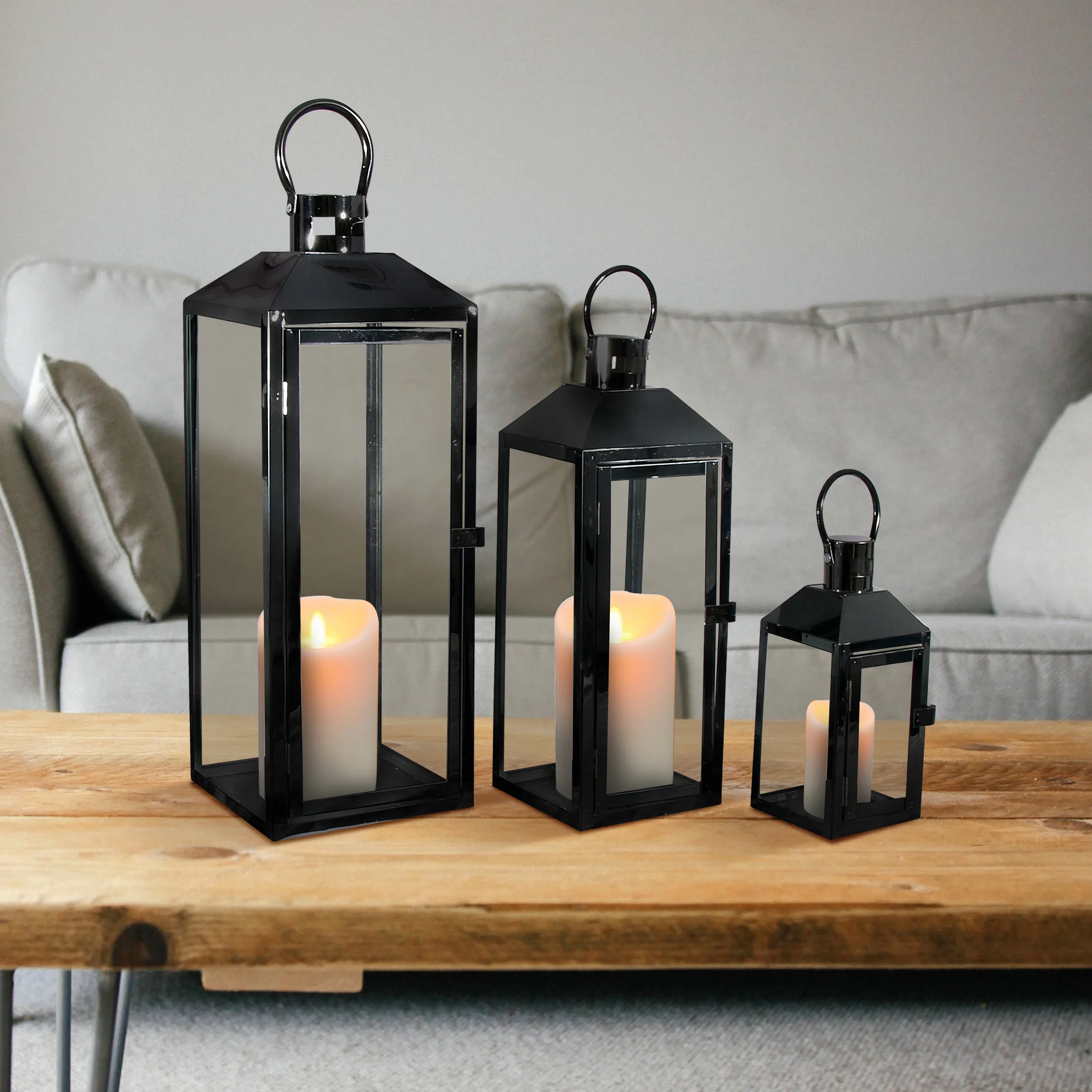 The Metallic Black Lantern - Set of 3