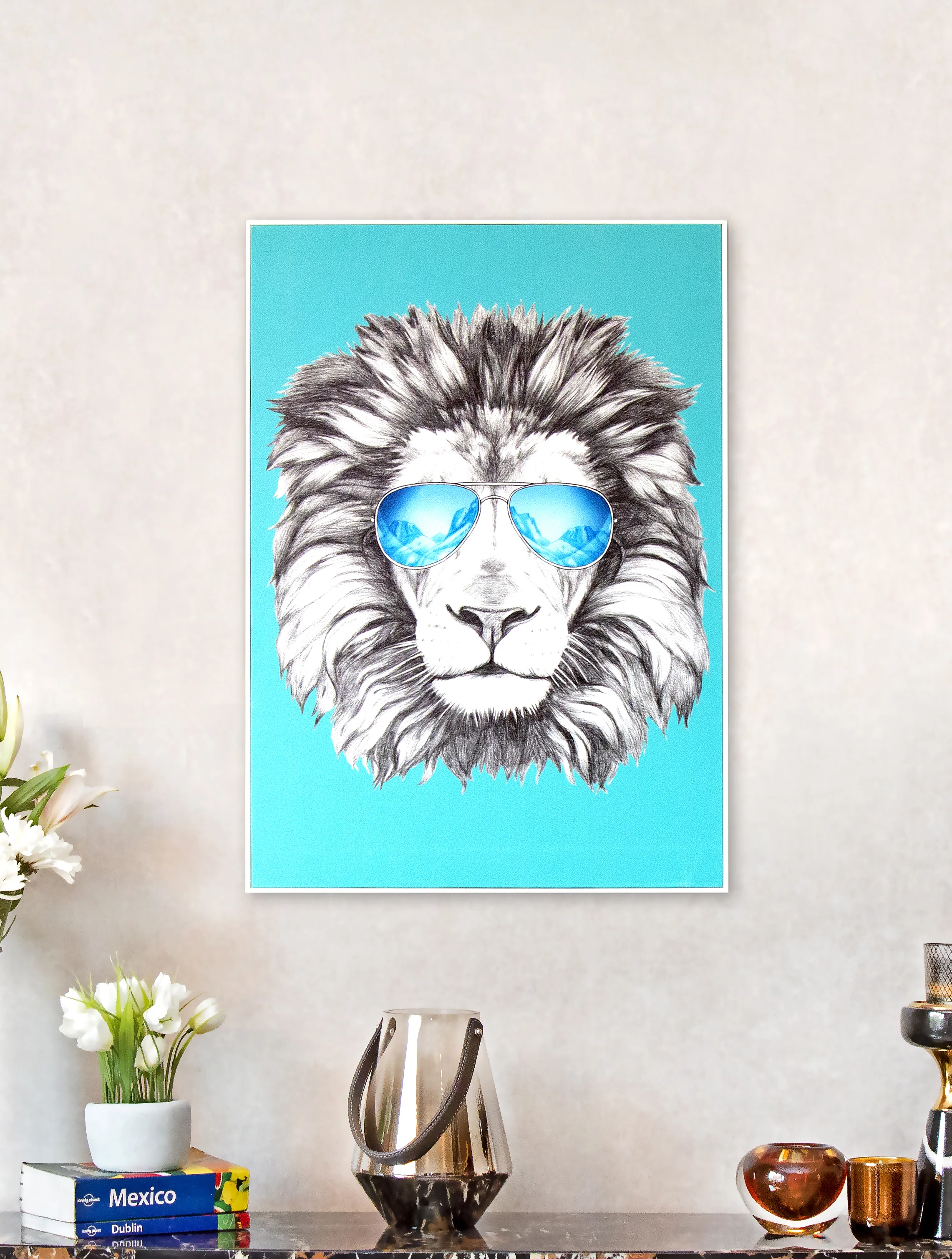 The Party Lion Framed Canvas Print