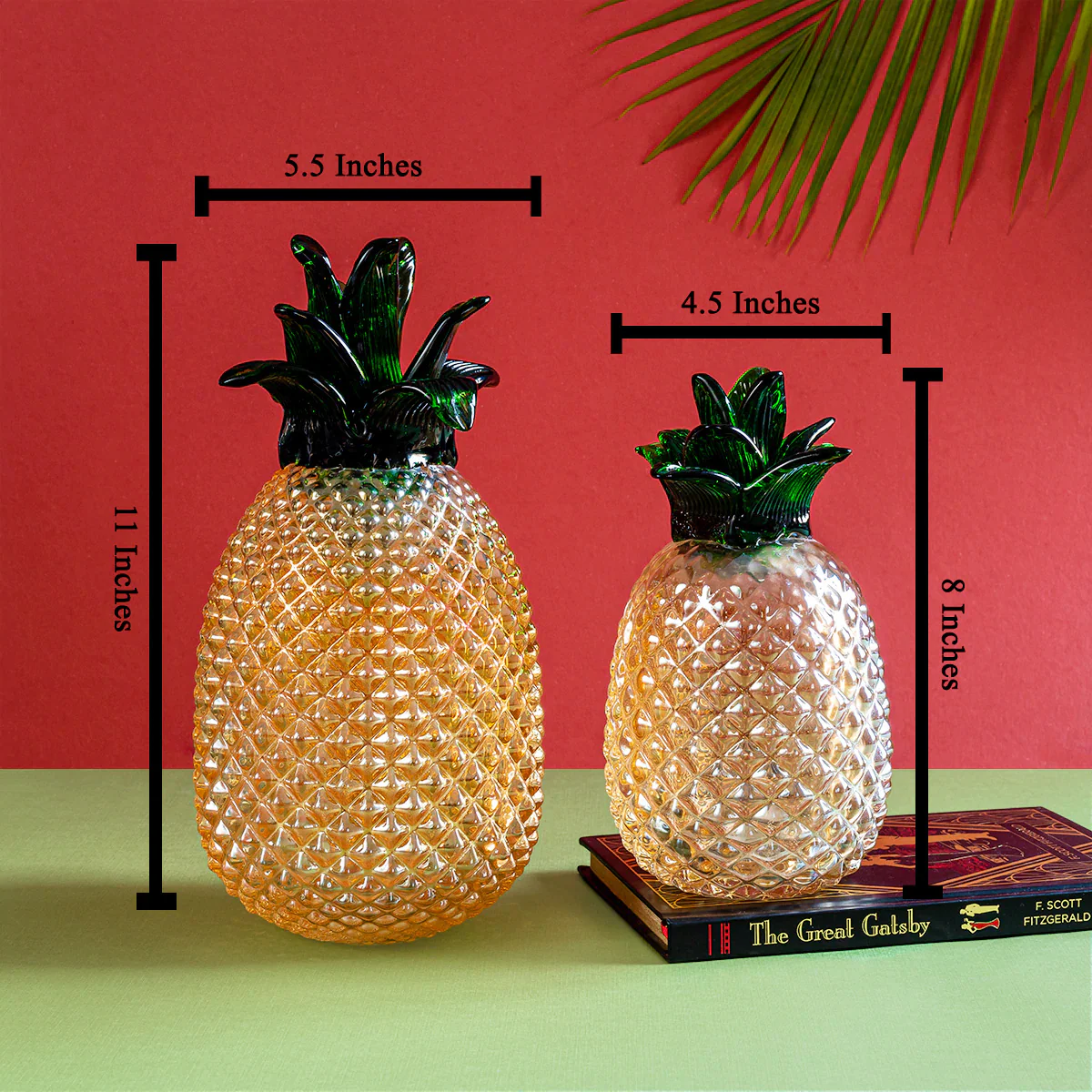 The Retro Pineapple Handblown Decorative Vase - Pair - Image 2