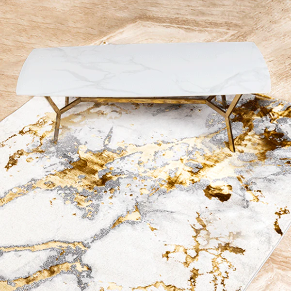 The Roman Rectangular Marble Coffee Table - GOLD (Stainless Steel) - Image 3
