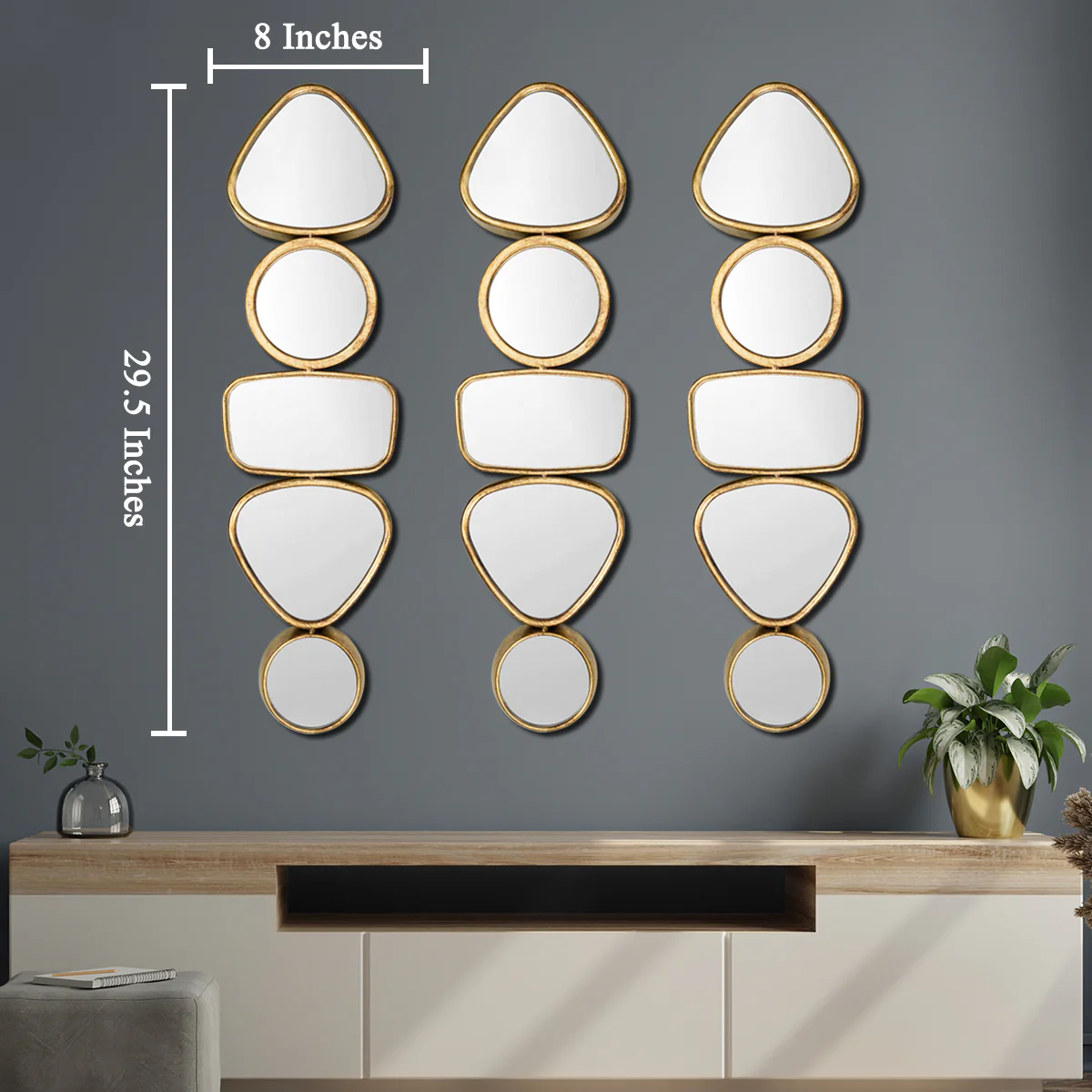 The Splendidly Radiant Decorative Wall Mirror - Set of 3 - Image 2