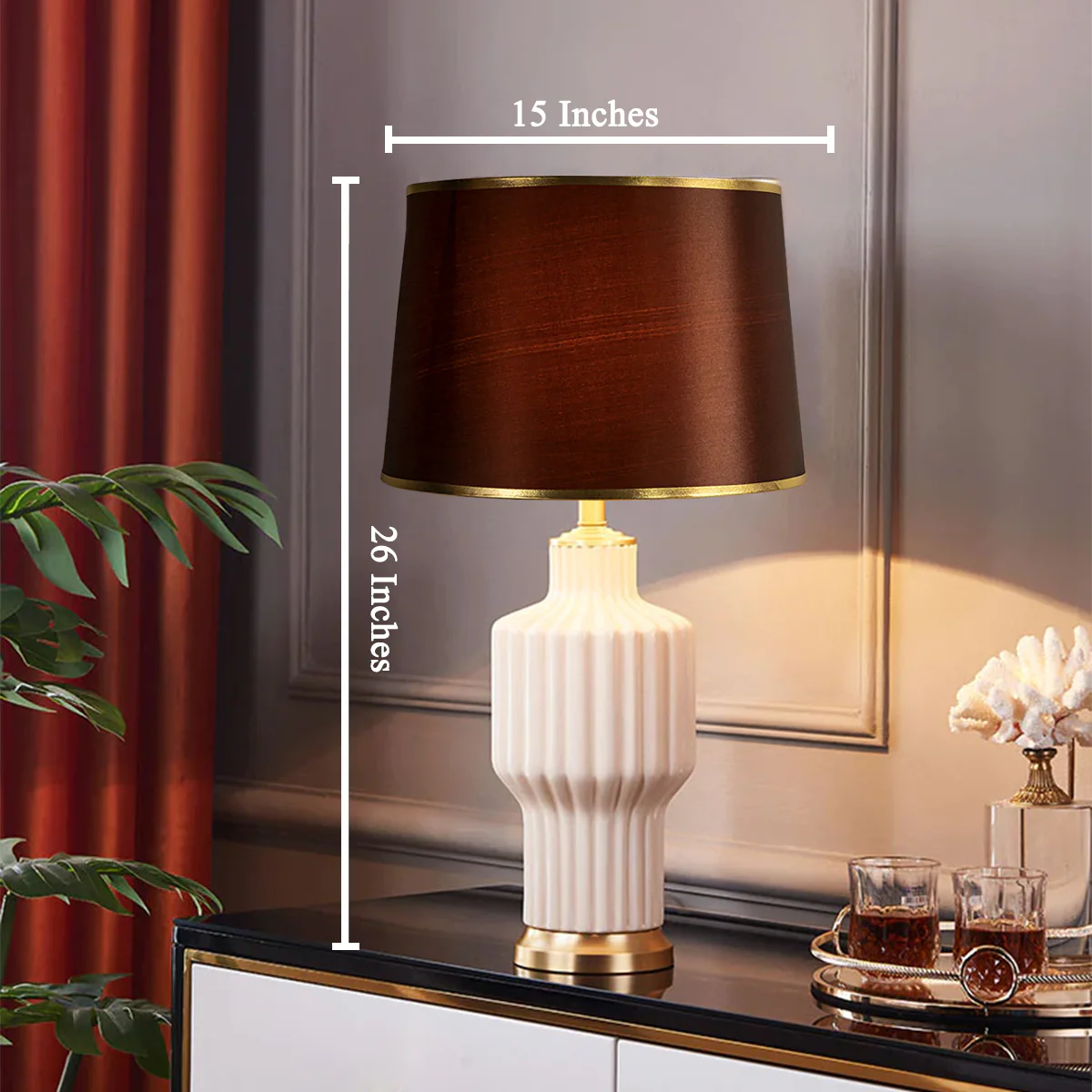 The White and Gold Trophy Decorative Ceramic Table Lamp - Image 2