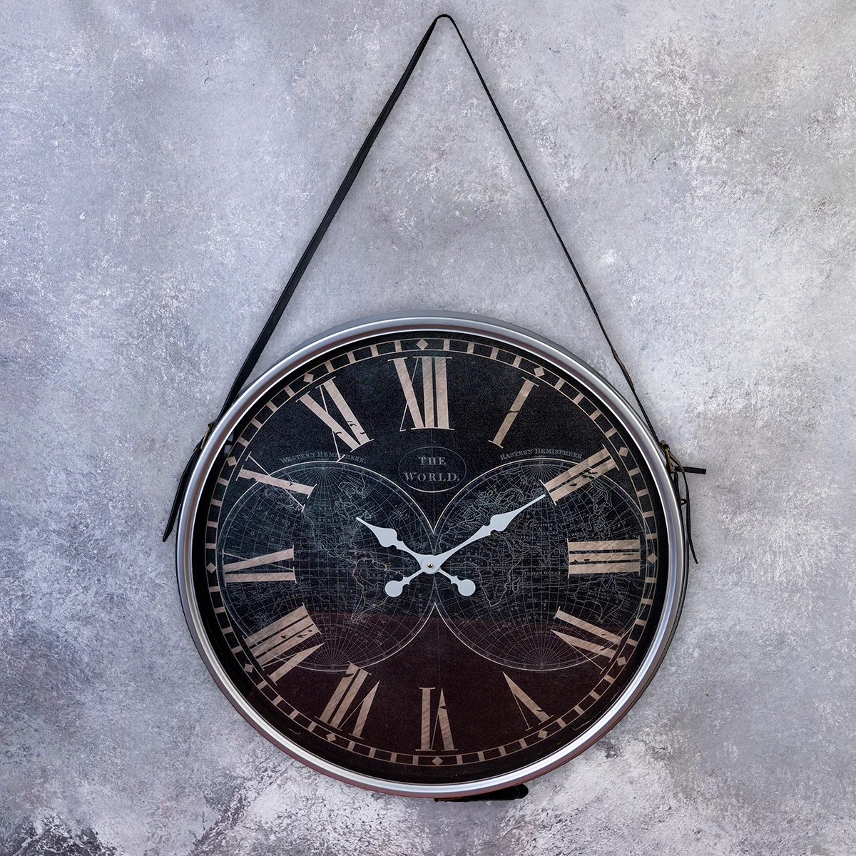 The World Map Decorative Wall Clock (With Hanging Belt)