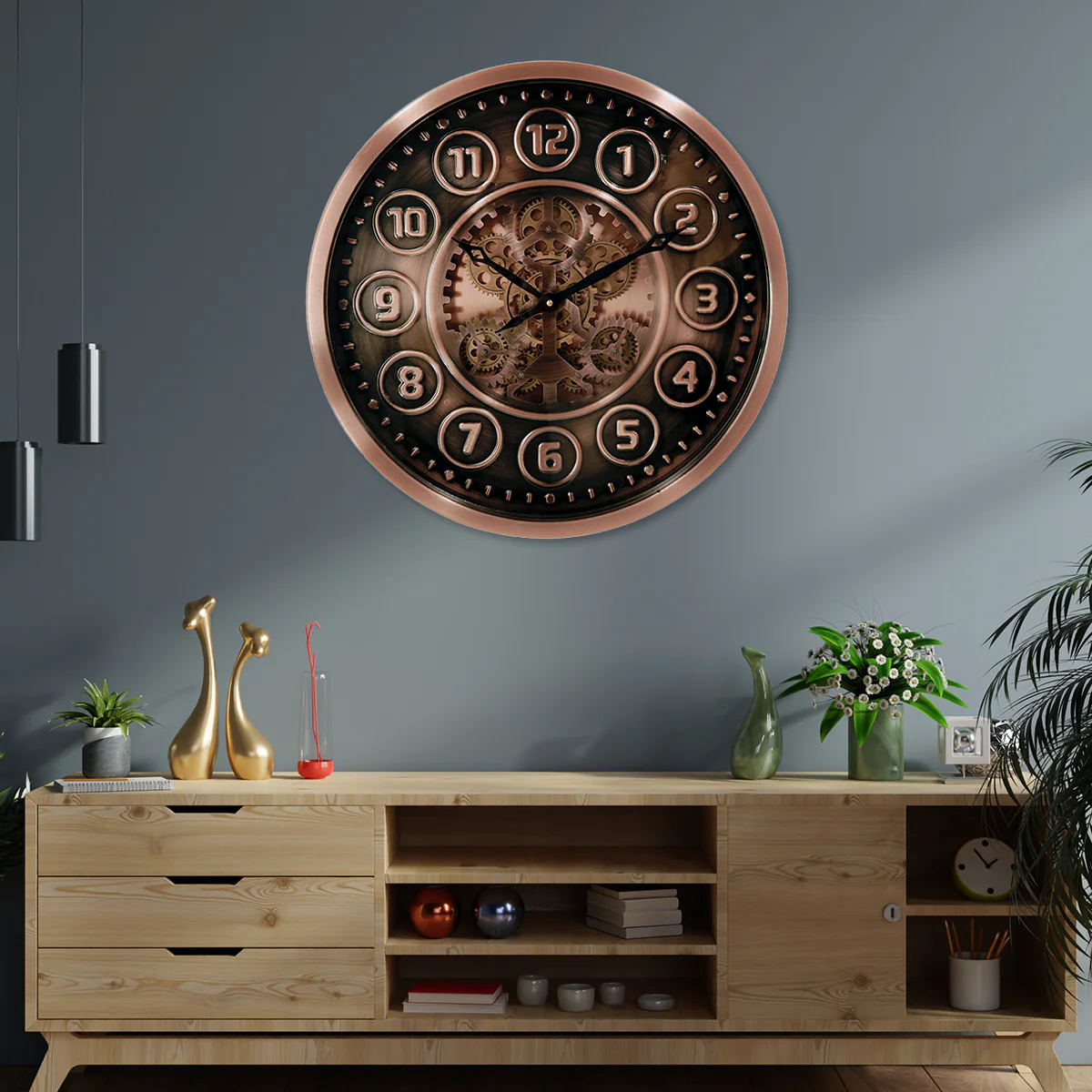 Time Flow Wall clock With Moving Gear Mechanism