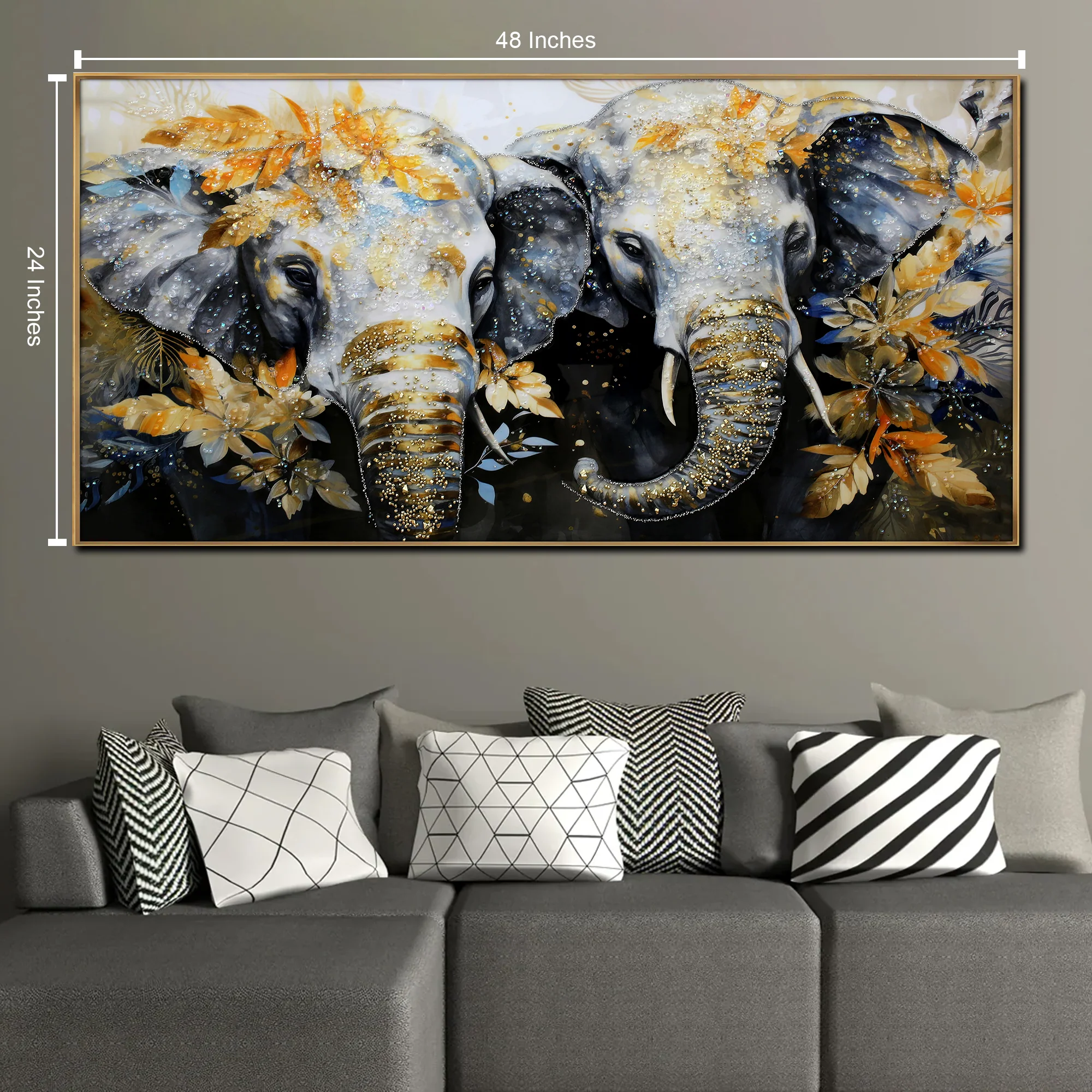 Tranquil Tuskers Crystal Glass Painting - Image 2