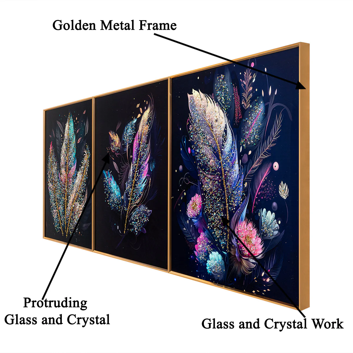 Transcendent Kaleidoscope Crystal Glass Painting - Set of 3 - Image 2