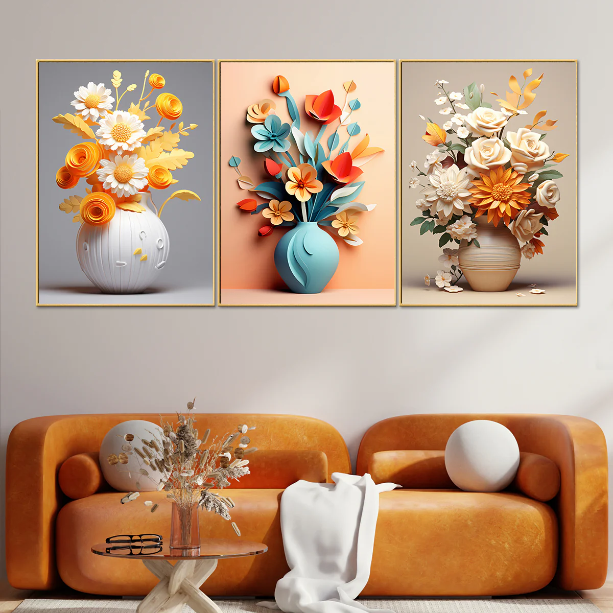 Vase of Vibrance Canvas Paintings - Set of 3