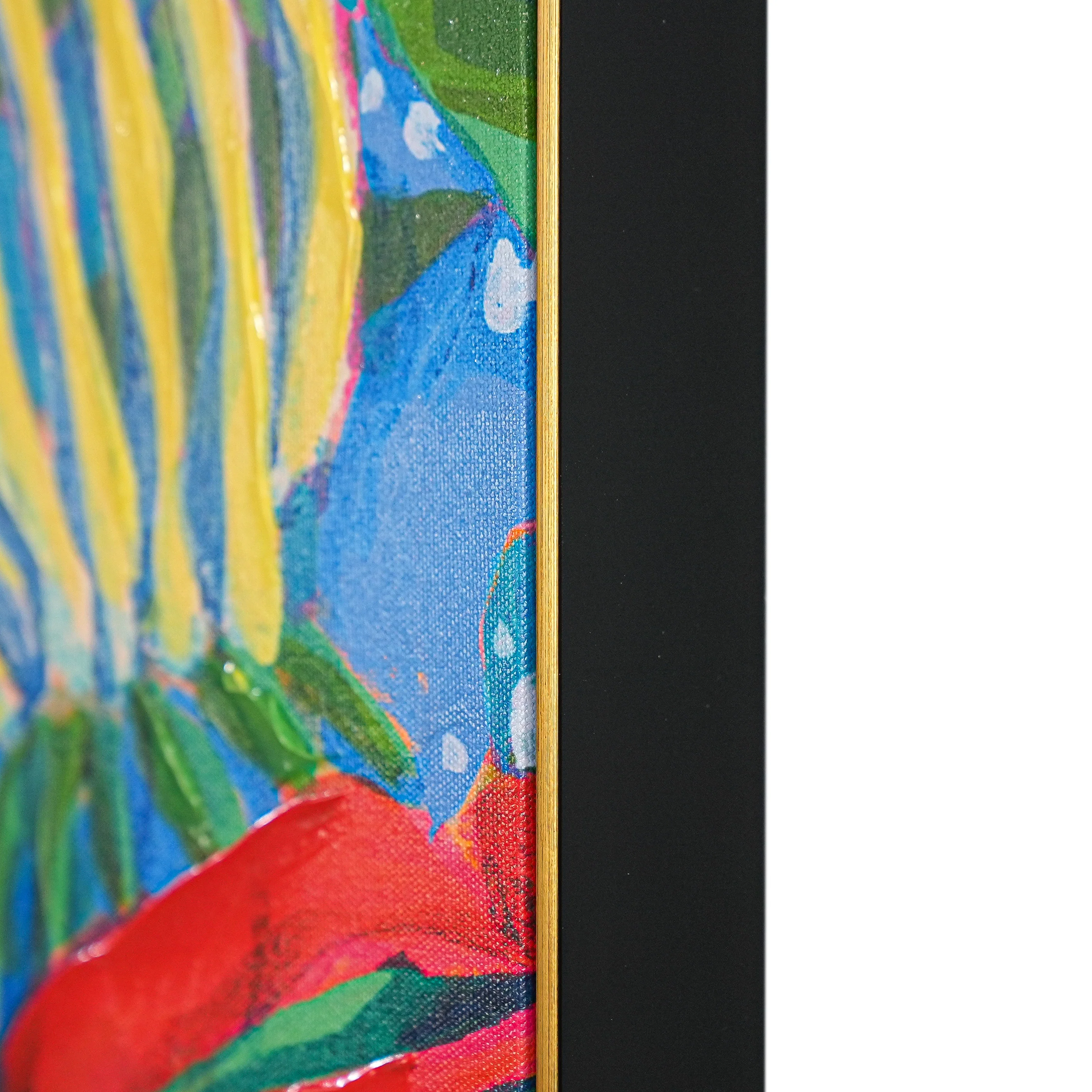 Vibrant Bloom Fiesta by Claire Desjardins 100% Hand Painted Wall Painting (With Outer Floater Frame frame) (35.5 x 47 Inches ) - Image 10