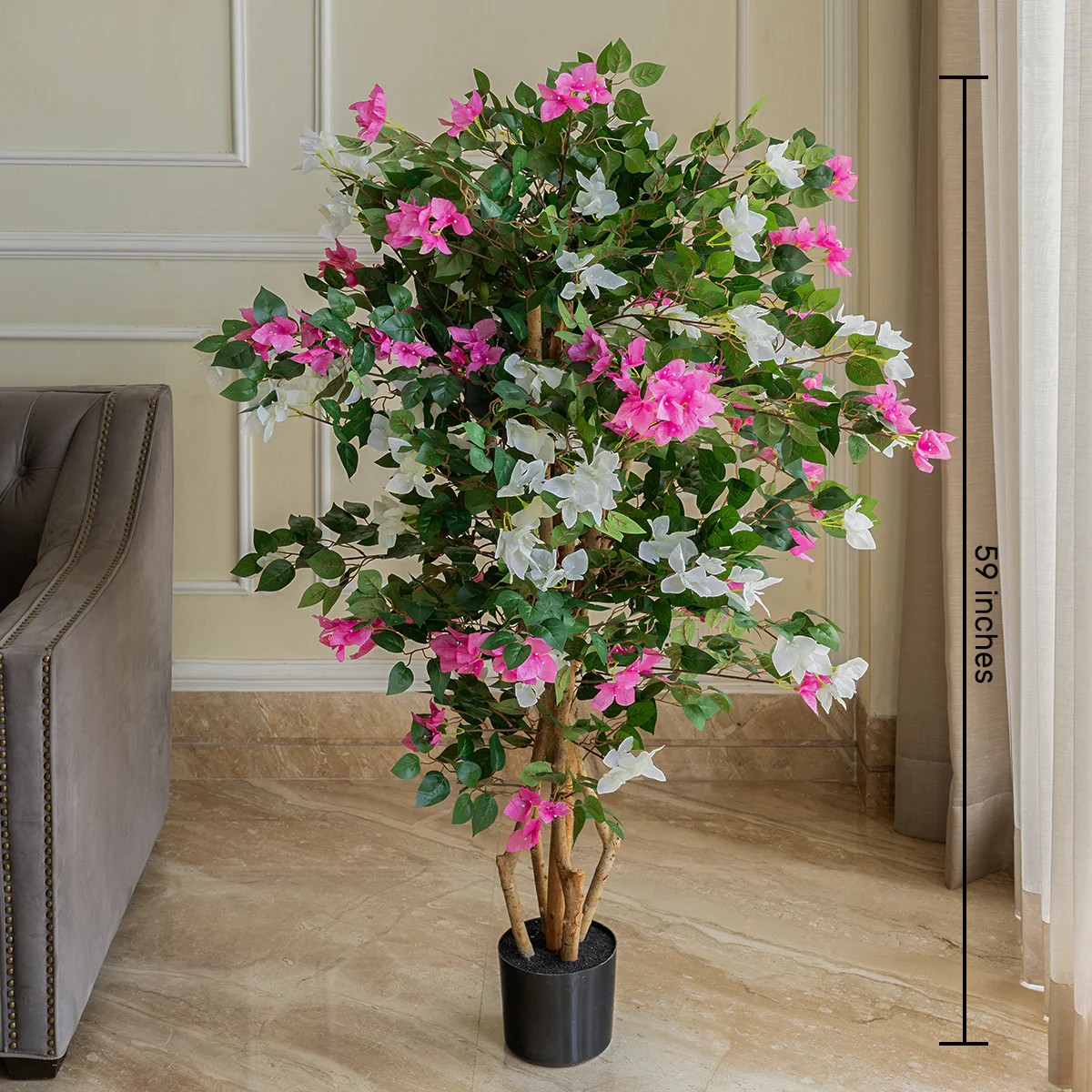 Vibrant Pink & White Bougainvillea Artificial plant - (5 Feet) (Natural Feel) - Image 3