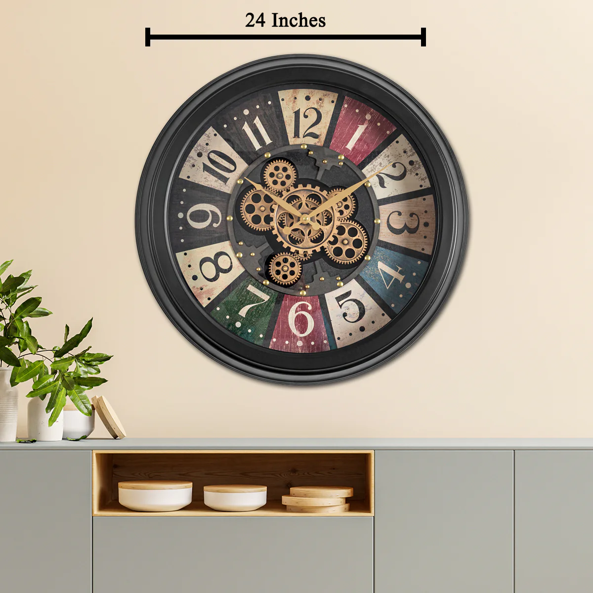 Vortex Decorative Wall Clock With Moving Gear Mechanism - Image 2