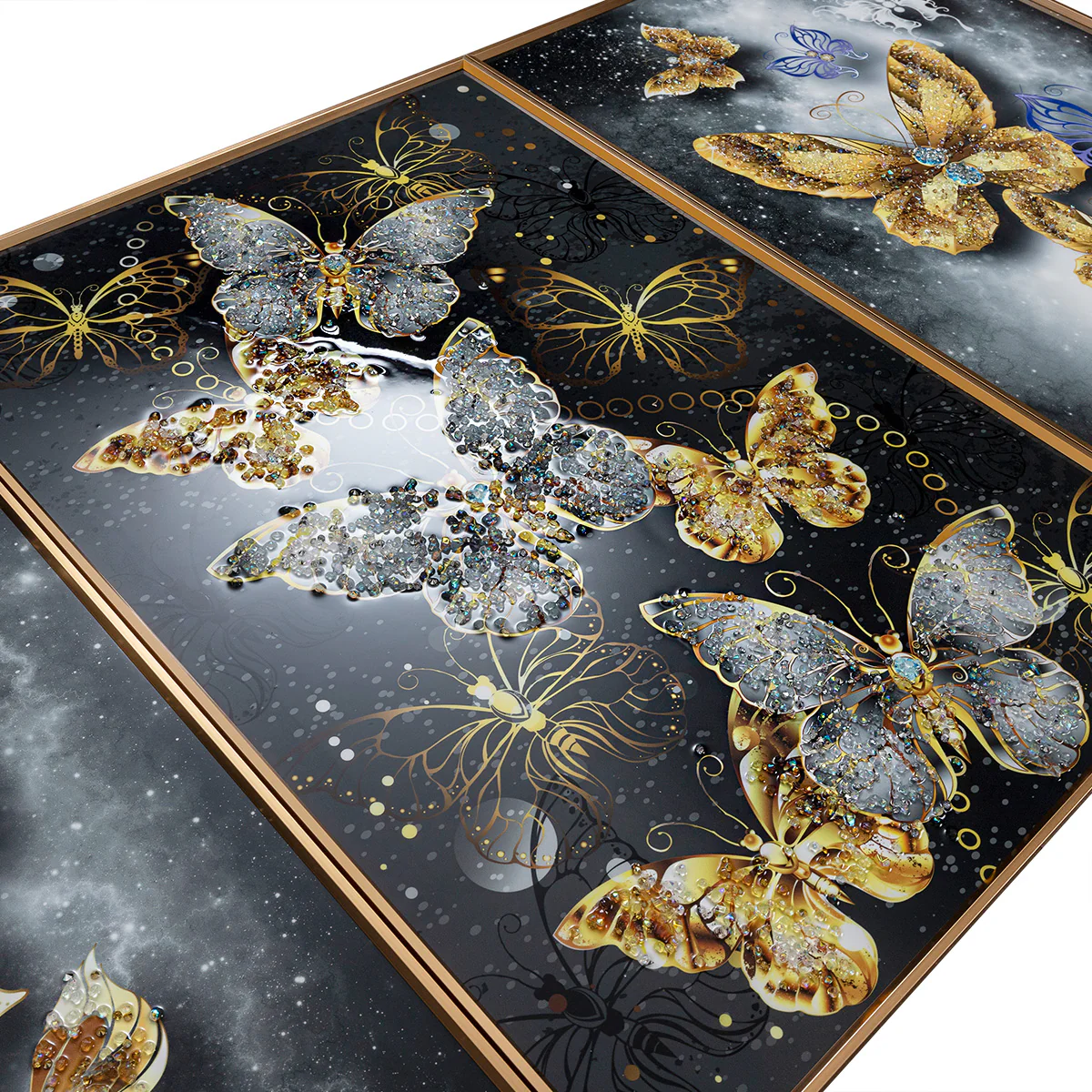 Wings of Euphoria Crystal Glass Decorative Wall Paintings For Wall Decoration at Home - Set of 3 - Image 3