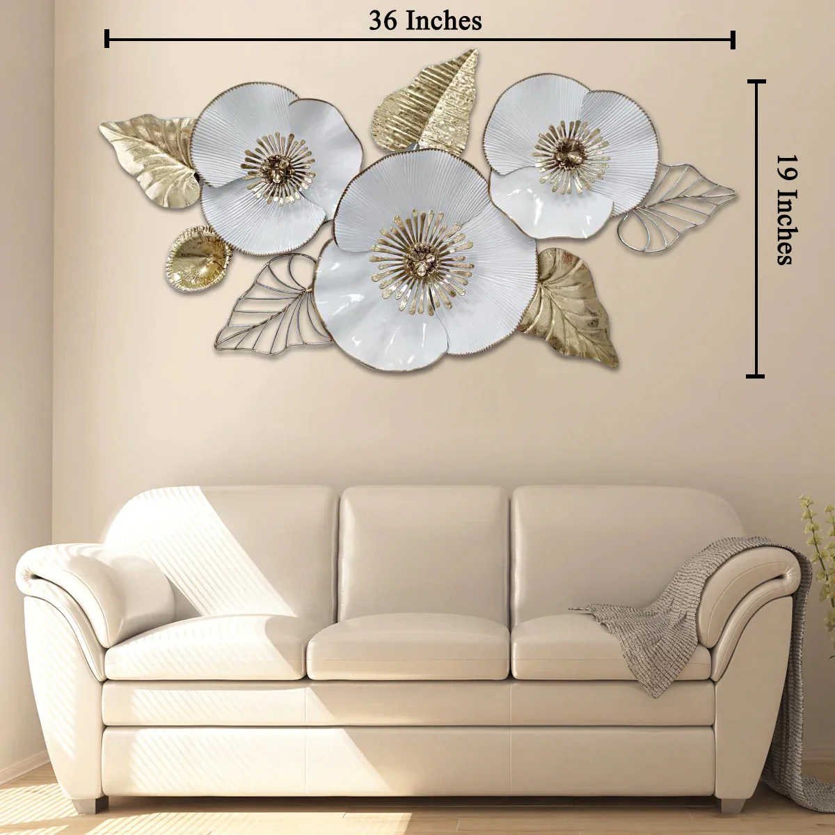 Wonderful White Blooms Wall Art Panel - Image 2