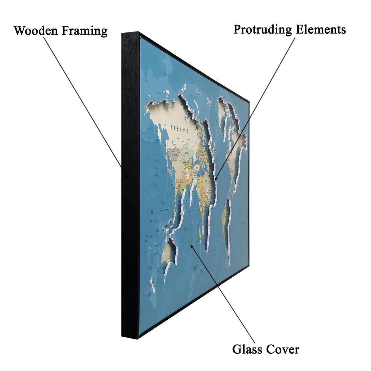 World Map Spectacular Shadow Box Wall Decoration Piece - Dark Blue - Image 2